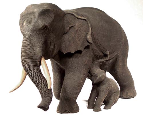 Elephant mother with baby