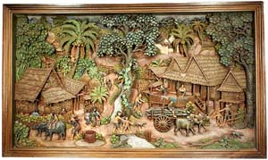 village landscape, coloured