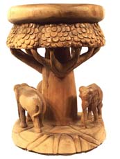 Stool with three elephants