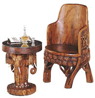 armchair, village motif with matching table